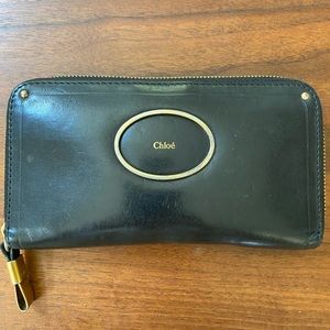 Chloe Black Zip Leather Wallet